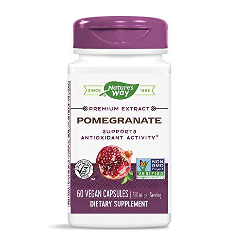 Nature's Way Premium Extract Standardized Pomegranate 85% Polyphenols, 350 mg per serving, 60 Capsules