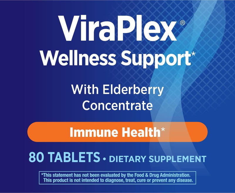 Nature's Way ViraPlex Wellness Support with Elderberry Concentrate Immune Health, 80 Tablets (Packaging May Vary)