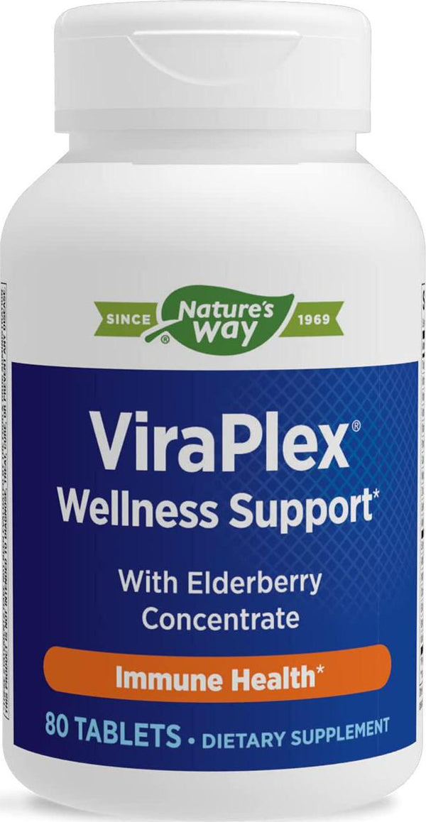 Nature's Way ViraPlex Wellness Support with Elderberry Concentrate Immune Health, 80 Tablets (Packaging May Vary)