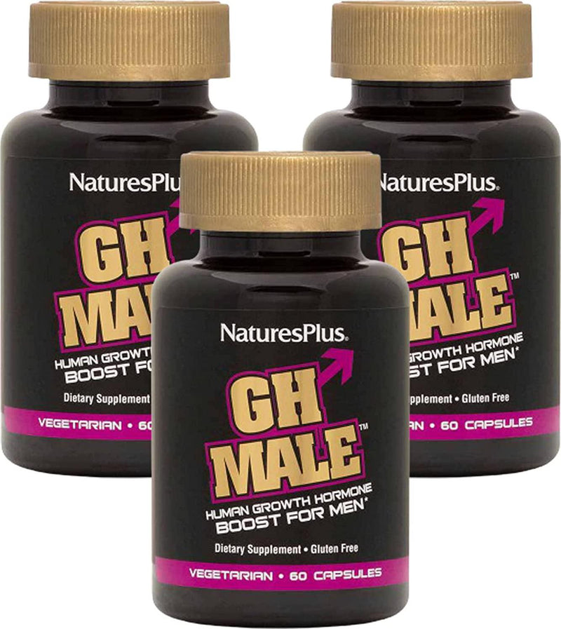 NaturesPlus GH Male - 60 Capsules, Pack of 3 - Human Growth Hormone Boost for Men - Vegetarian, Gluten Free - 90 Total Servings