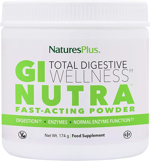 NaturesPlus GI Natural Drink Powder - 6.14 Ounce, Vegetarian Powder - Dietary Supplement for Total Digestive Wellness - Probiotics, Prebiotics, Enzymes - Gluten-Free - 30 Servings