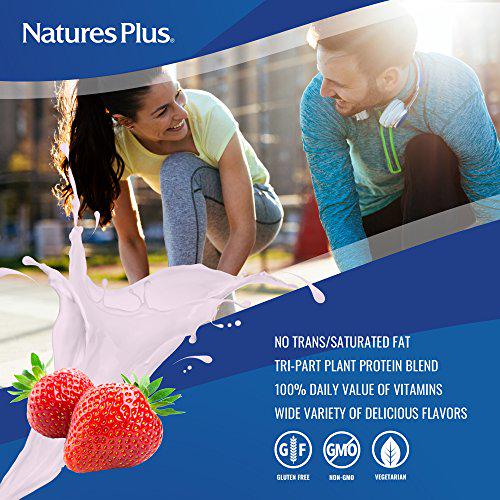 NaturesPlus SPIRU-TEIN Shake - Strawberry - 5 lbs, Spirulina Protein Powder - Plant Based Meal Replacement, Vitamins and Minerals for Energy - Vegetarian, Gluten-Free - 67 Servings