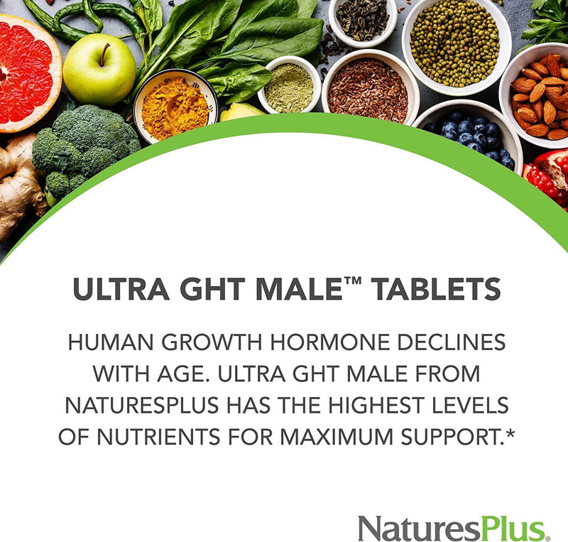 NaturesPlus Ultra GHT Male - 90 Extended Release Tablets - Maximum Strength Human Growth Hormone Boost - Gluten Free - 30 Servings