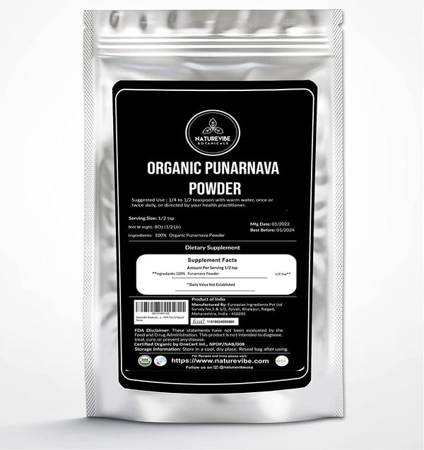 Naturevibe Botanicals USDA Organic Punarnva Powder (8 Ounces) - Boerhavia Diffusa - 100% Pure and Natural