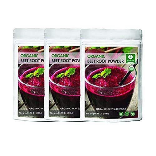 Naturevibe Botanicals Organic Beet Root Powder, 3 lbs (3 Packs of 1lb Each) Raw and Non-GMO | Nitric Oxide Booster | Boost Stamina and Increases Energy