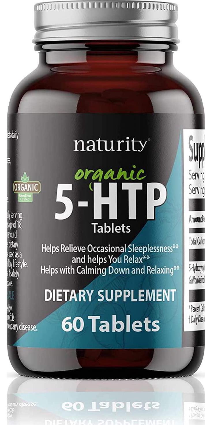 Naturity Organic 5-HTP - 50MG Tablet - from Organic Griffonia Simplicifolia Extract - 5-HTP Supplement, 60 Count