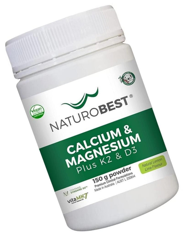 Naturobest Calcium and Magnesium Plus K2 and D3 Powder 150 g