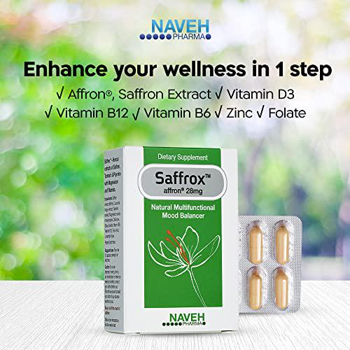 Naveh Pharma Saffron Supplements Saffrox Saffron Extract Capsules - Promotes Healthy Appetite - Natural Support, Mood Booster - 30 Count