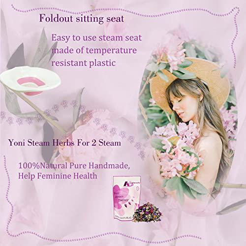 Negtavefe Yoni steam kit - Foldout Sitting Seat and Yoni Steam Herbs(2 oz)- Women's Health Sitting Bath Formula benefits detox, cleansing, PH balance and odor control