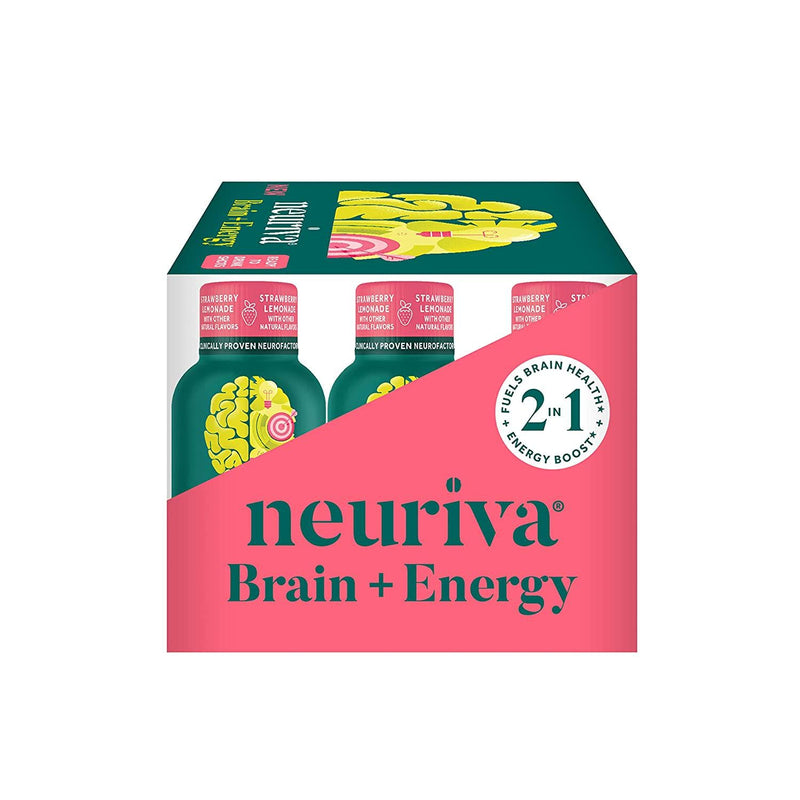 Neuriva Brain + Energy Shots, Nootropic Brain Supplement for Focus and Concentration with Neurofactor, Vitamin B12 and 150mg Caffeine for an Energy Boost - (36 count), Strawberry Lemonade