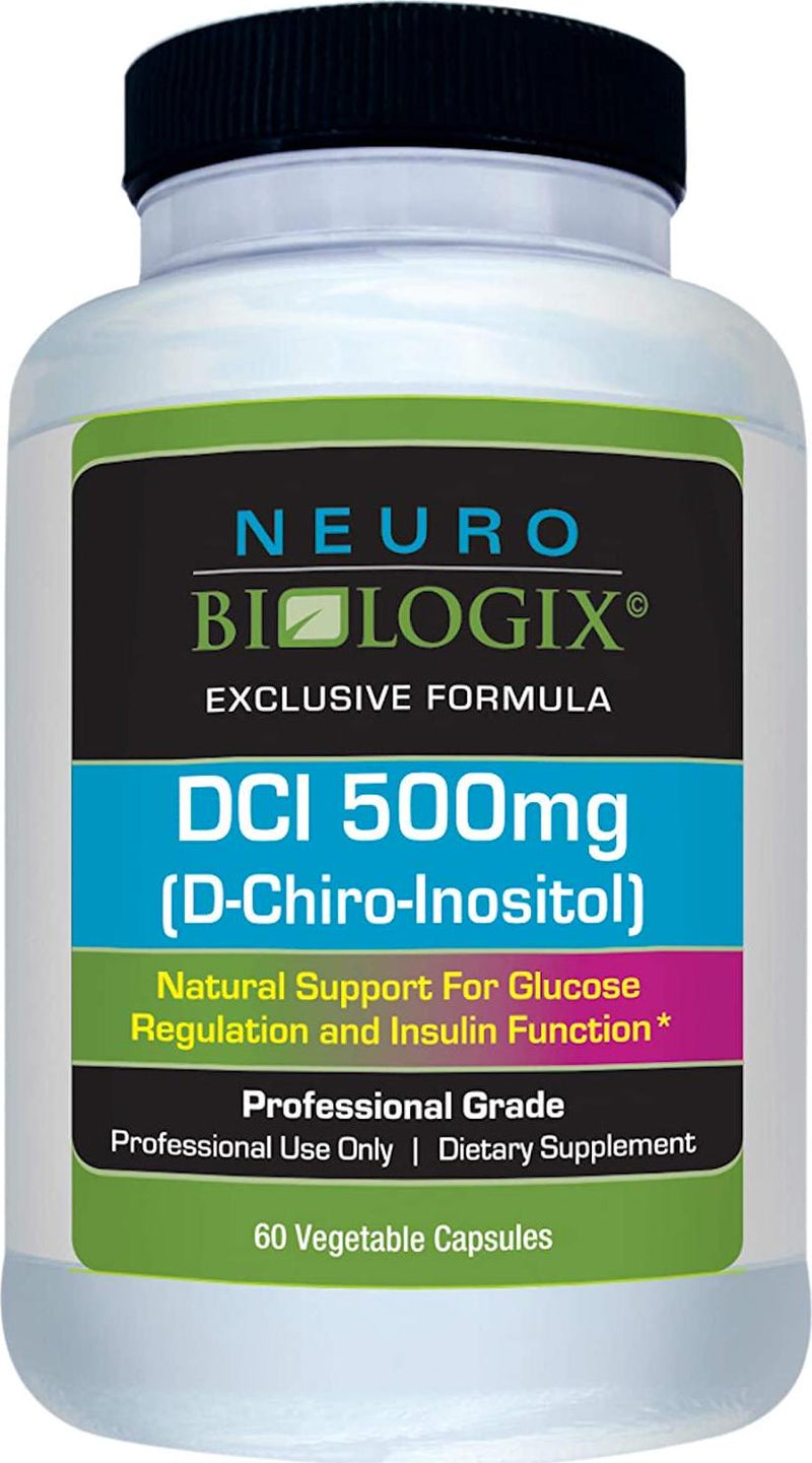 Neurobiologix DCI (D-Chiro-Inositol) 500 mg Capsules Supplements for Insulin Response, Autophagy and Glucose Levels (60 Capsules)