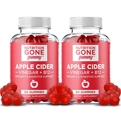 [New] Nutrition Gone Gummy Apple Cider Vinegar Gummies with The Mother (1000 mg) Natural ACV Gummies with Vitamin B12, Beetroot and Pomegranate - Supports Detox, Immunity and Digestion (Pack of 2)