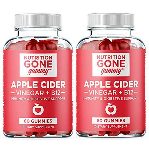 [New] Nutrition Gone Gummy Apple Cider Vinegar Gummies with The Mother (1000 mg) Natural ACV Gummies with Vitamin B12, Beetroot and Pomegranate - Supports Detox, Immunity and Digestion (Pack of 2)