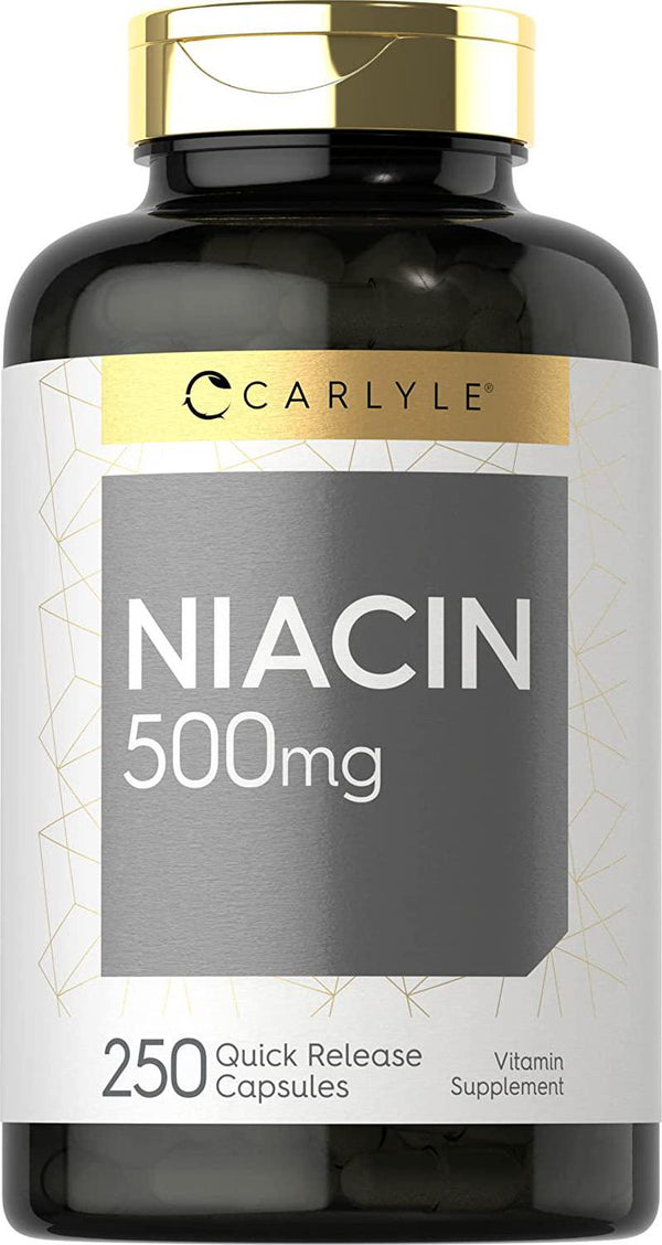 Niacin 500mg | 250 Capsules | Non-GMO, Gluten Free | by Carlyle