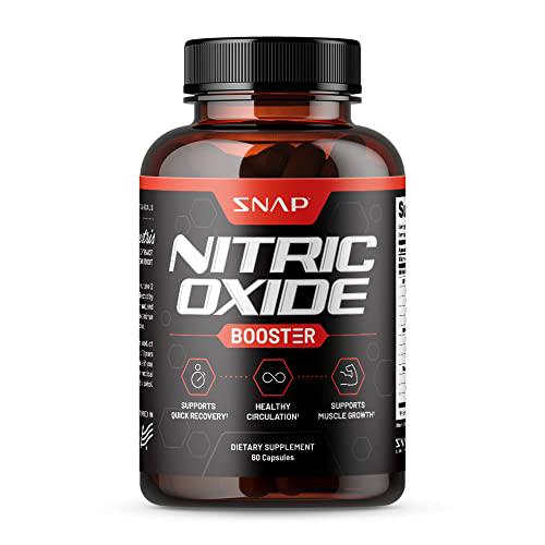 Nitric Oxide Booster by Snap Supplements - Pre Workout, Muscle Builder - L Arginine, L Citrulline 1500mg Formula, Tribulus Extract and Panax Ginseng, Strength and Endurance (60 Capsules)
