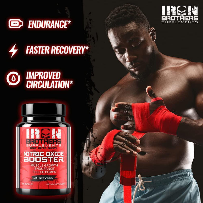 Nitric Oxide Booster | Extra Strength Pumps Supplements | Pre-Workout with L-Arginine | Maximum Blood Flow and Vascularity | Increase Muscle Pumps, Energy and Endurance - 120 Veggie Capsules