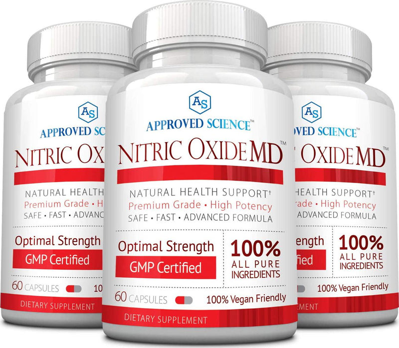 Nitric Oxide MD - Muscle Development, Lean Body Mass, Improve Oxygen Supply, Reduce Fatigue - 60 Vegan Friendly Capsules Per Bottle - 6 Bottles