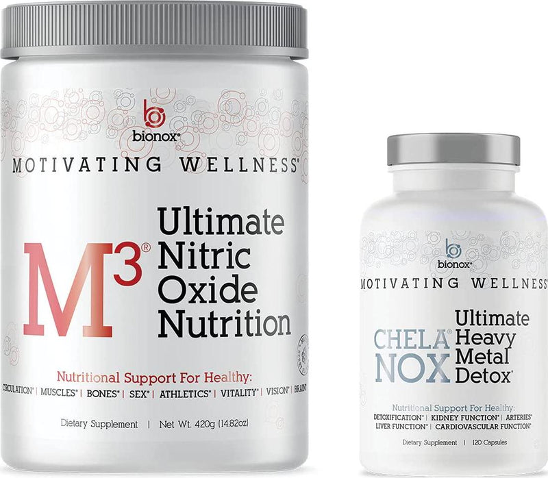 Nitric Oxide and Cardiovascular Detox Kit M3 Ultimate Nitric Oxide with Chelanox Total Systemic Cleanse 1 Month Supply