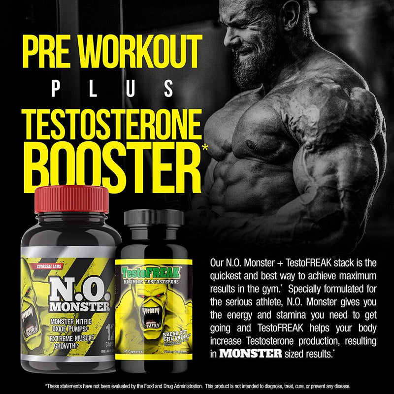 ⧫Nitric Oxide and Testosterone Stack! by Colossal Labs | Powerful Pumps and Enhance Muscle Gains | Supports Recovery, Strength, boosts Testosterone and Focus. Two (2) Bottles