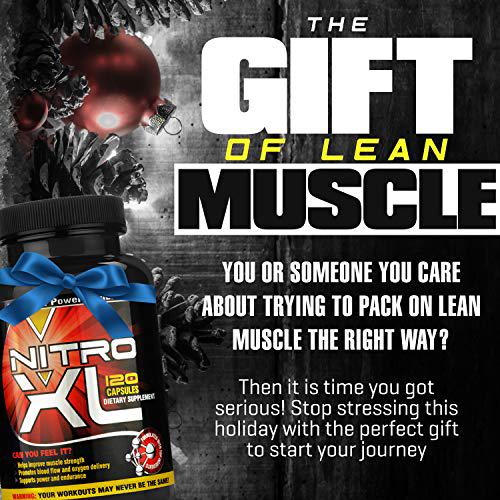 Nitro XL | Nitric Oxide Bodybuilding Supplement with L-Arginine | Build Muscle Mass Get Ripped Boost Performance Increase Endurance and Stamina Intensify Your Workout | 120 caps