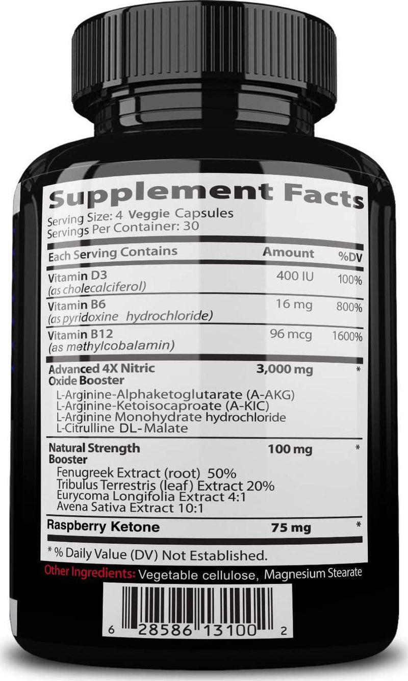 Nitrocut Pre Workout Supplement -120 Capsules - Nitric Oxide Supplements - l arginine - l citrulline - Premium Ingredients - Increase Blood Flow - Boost Muscle Growth