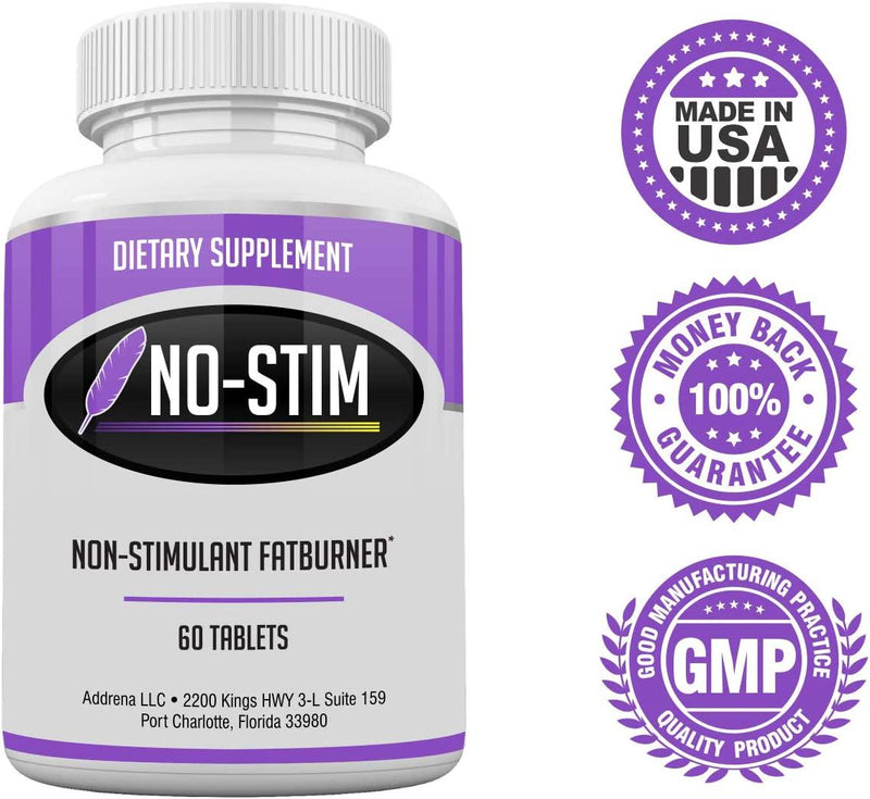 No-Stim Non Stimulant Fat Burner Diet Pills That Work- Appetite Suppressant and Best Caffeine Free Weight Loss Supplement- Natural Thermogenic Fat Loss Pill- 60 Tablets