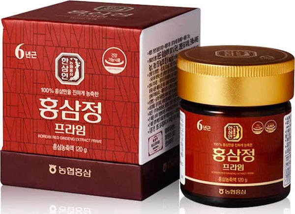 [NongHyup] HANSAMIN Korean Red Ginseng Extract Prime, 6 Years Panax Ginseng Root, Hongsam, Product of Korea, 농협 홍삼 한삼인 홍삼정 프라임, 100% 한국산 6년근 홍삼 (120 Gram/4.23 oz)