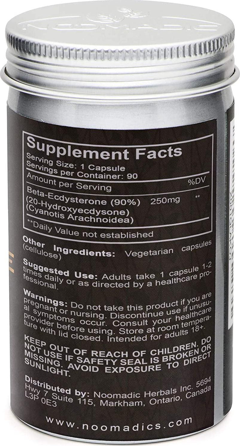 Noomadic Beta-Ecdysterone, 90 Capsules | 250mg Each, May Improve Lean Muscle Mass, Hypertrophy and Recovery.
