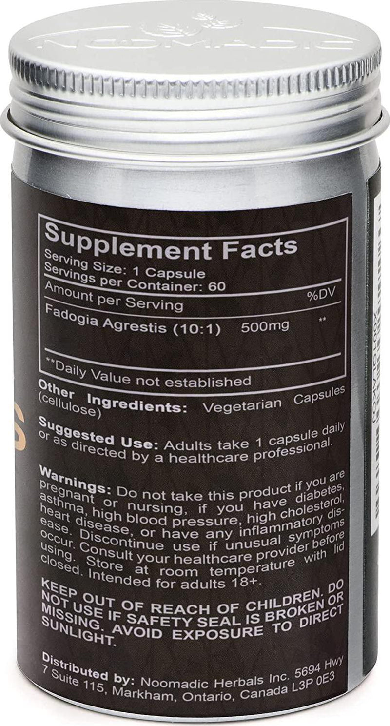 Noomadic Fadogia Agrestis, 60 Capsules | 500mg Each, 10: 1 Extract, Promotes Healthy Testosterone Levels and Athletic Performance