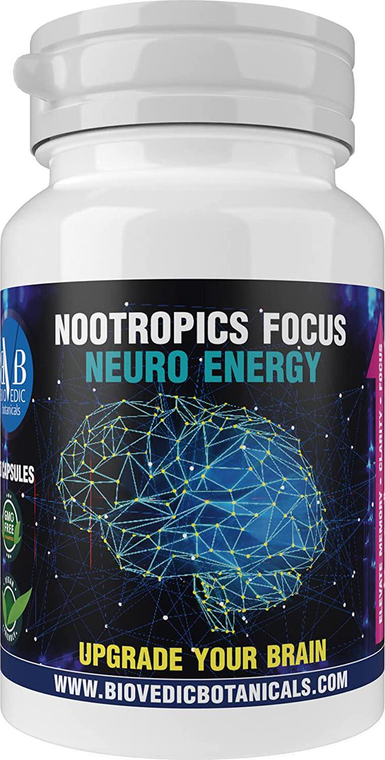 Nootropics Focus Neuro Energy Pills Brain Supplement - Enhance Focus, Boost Concentration, Improve Memory and Clarity – Ultimate 50:1 Matcha, Green Tea, L Theanine Natural Brain Booster – Awaken Genius