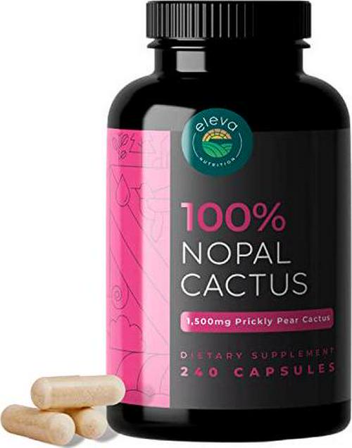 Nopal Cactus Capsules 1500mg Organic Sun-Dried Prickly Pear Cactus and Black Pepper Extract Natural Prickly Pear Extract Capsules That are Vegan, Non-GMO and Soy Free 240 Capsules