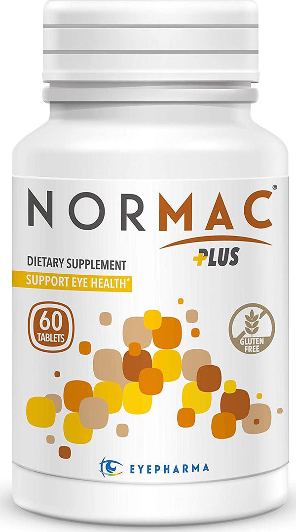 Normac Plus AREDS 2 Eye Vitamins for Macular Degeneration - Lutein and Zeaxanthin, Red Orange Complex Supporting Eye and Vision Health for Dry Eye and Digital Eye Strain, Gluten Free, Non-GMO, 60 Tablets.