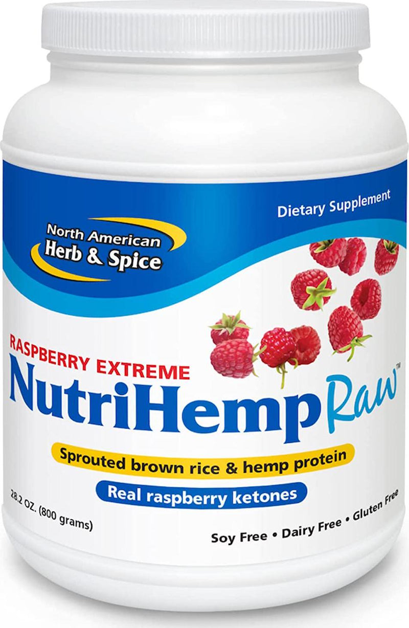 North American Herb and Spice NutriHemp Raw, Raspberry Extreme - 28.2 oz - Sprouted Brown Rice and Hemp Protein - with High-Antioxidant, Ketone-Rich Raspberry Powder - Vegan, Non-GMO - 28 Servings