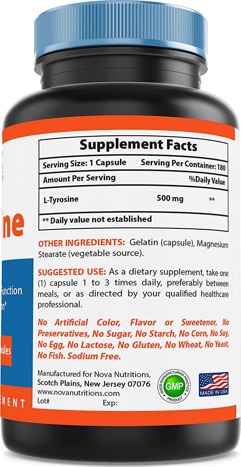 Nova Nutritions L-Tyrosine 500 mg 180 Capsules