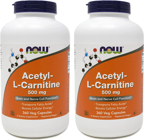 Now Foods Acetyl-L-Carnitine ACL 500 mg, 360 Veg Capsules (Pack of 2) - Non-GMO