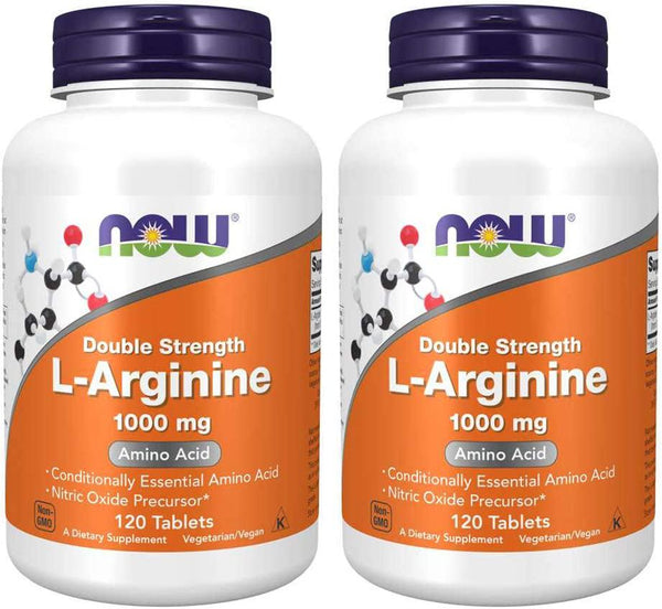 Now Foods Arginine 1000mg, 120 tabs (Pack of 2)