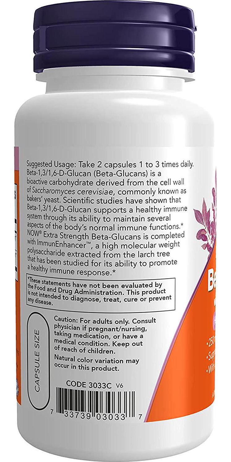 Now Foods Beta 1,3/1, 6 Glucan with Immunenhancer Veg Capsules, 60 Count