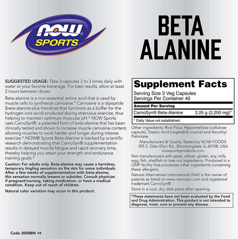 Now Foods Beta-Alanine - 120 Capsules (Pack of 2)
