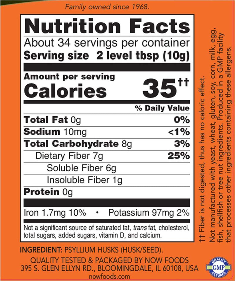 Now Foods Whole Psyllium Husks - 12-Ounce