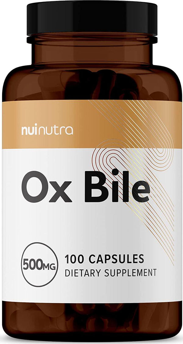Nui Nutra Ox Bile Supplement 500mg | 100 Capsules | Digestive Enzymes | Fat Digestion and Liver Support | Promotes Good Metabolism | Supports Gallbladder and Bile Flow