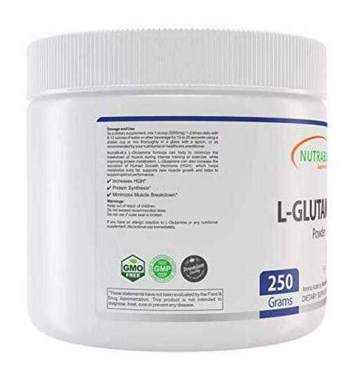 NutraBulk L-Glutamine powder - Supports Muscle Tissue and Immune System - Amino Acid Sports Supplement -250 Grams