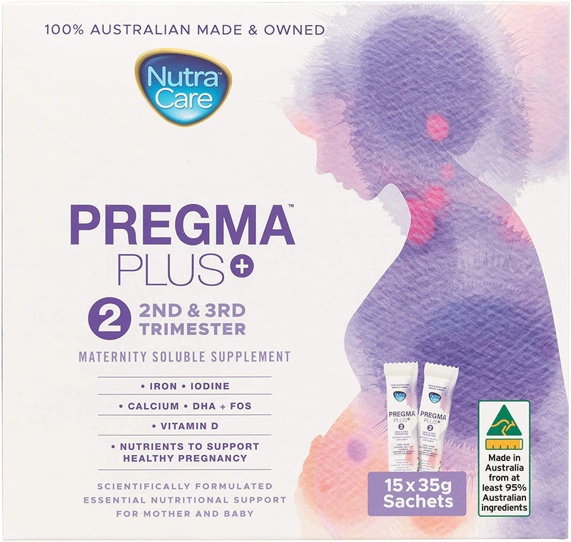 NutraCare PregmaPlus+ Stage 2 2ND and 3RD Trimester Pregnancy Supplement Sachets, 525 grams, Pack of 15