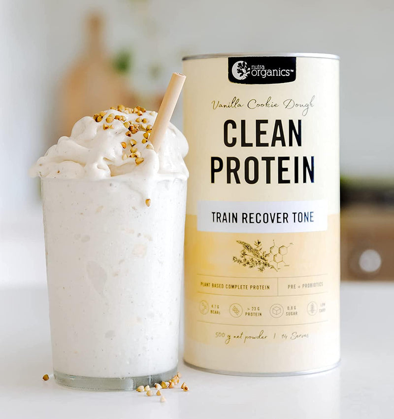Nutra Organics Clean Protein - Plant Based Complete Protein With Additional Nutrients To Support Training, Recovery And Toning. Vegan Friendly. Vanilla Cookie Dough (28 serves)