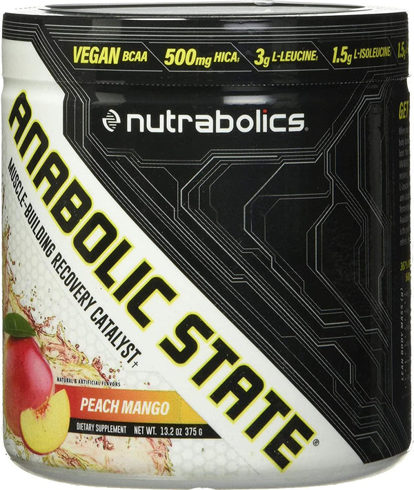 Nutrabolics ANABOLIC STATE Muscle-Building Recovery Catalyst - 375g (21 Servings) - Peach Mango - Muscle Repair + Growth Support - Leucine Metabolite HICA - Muscle Growth + Anti-Catabolic Catalyst