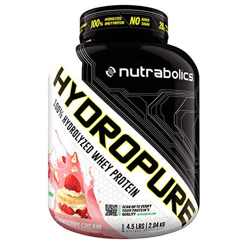 Nutrabolics HYDROPURE - 4.6lb (68 Servings) - Strawberry Cream - Supports Muscle Growth + Repair - 100% Whey Hydrolysates - Accelerates Protein Absorption + Synthesis