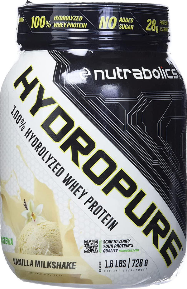 Nutrabolics HYDROPURE - 1.6lb (30 Servings) - Vanilla Milkshake - Supports Muscle Growth + Repair - 100% Whey Hydrolysates - Accelerates Protein Absorption + Synthesis