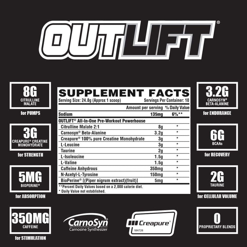 Nutrex Research 10 Serving Outlift Powder, Miami Vice, 8.89 Ounce