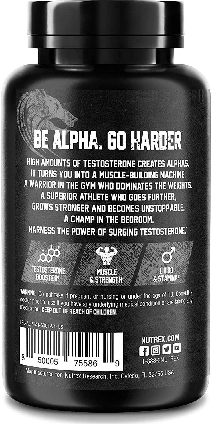 Nutrex Research Alpha T Maximum Testosterone Booster, Increase Muscle and Stregth, Stamina and Libido, 60 Count