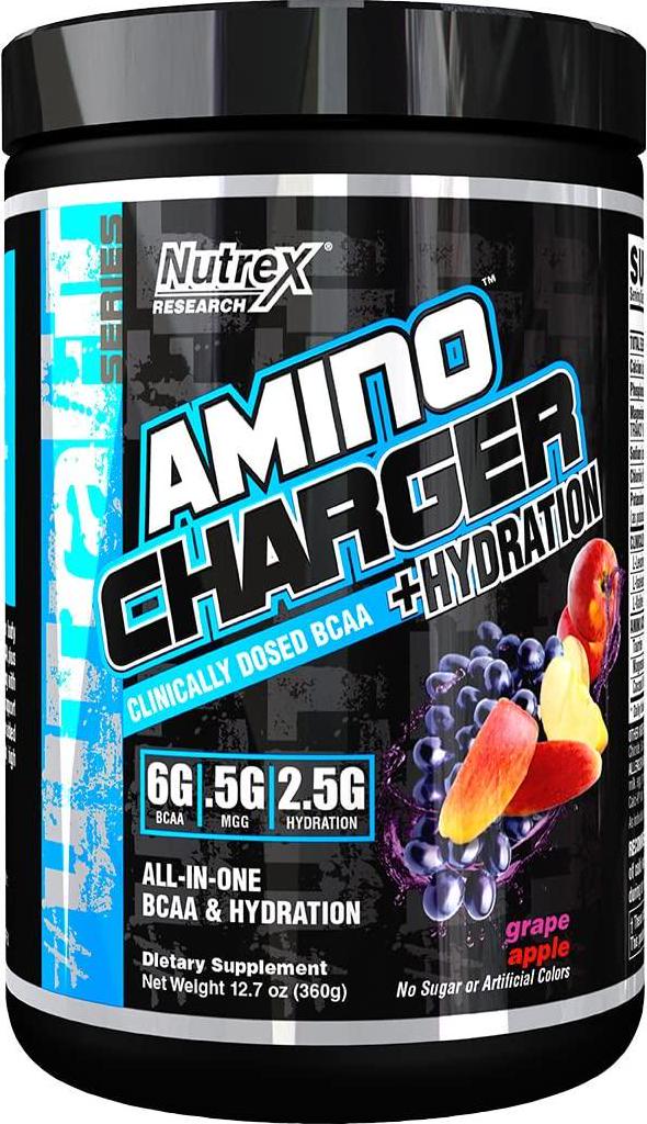 Nutrex Research Amino Charger Plus Hydration Powder, Grape Apple, 360 grams