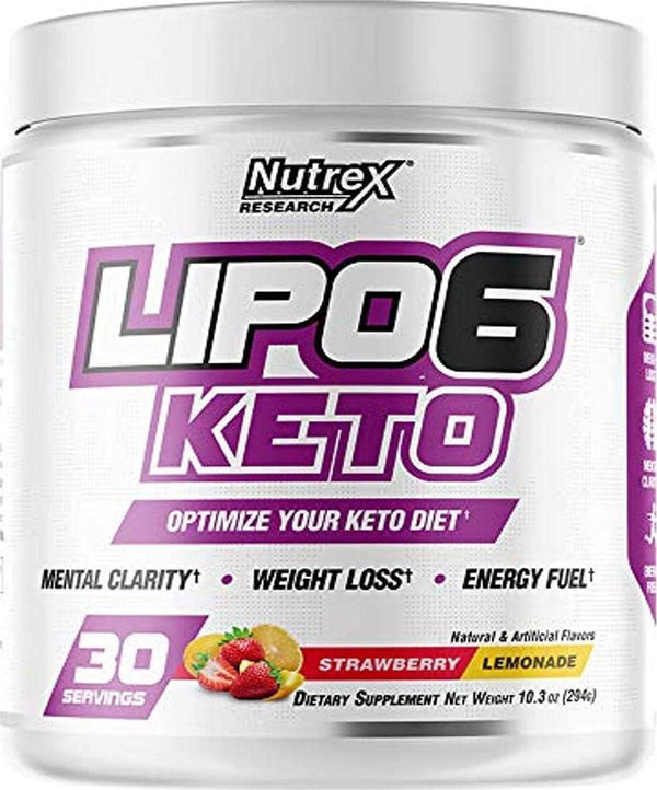 Nutrex Research Lipo-6 Keto Powder, Strawberry Lemonade, Strawberry Lemonade, 294 grams